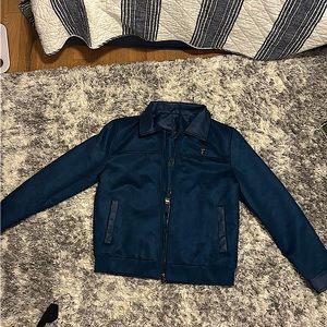Ferragamo Leather Jacket Men's Medium Blue
